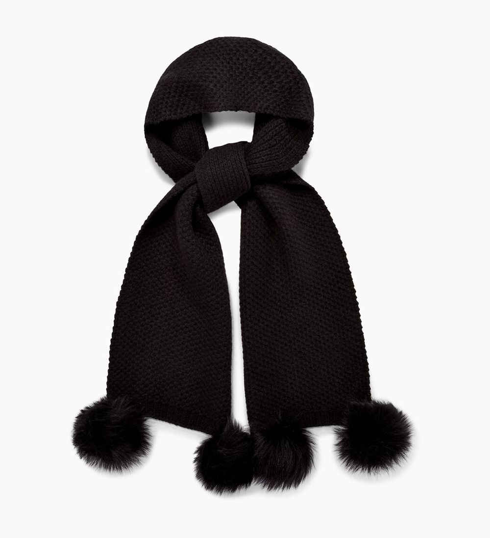 Ugg Aislinn Honeycomb W/ Pom - Womens Scarfs - Black - NZ (2489SGQKO)